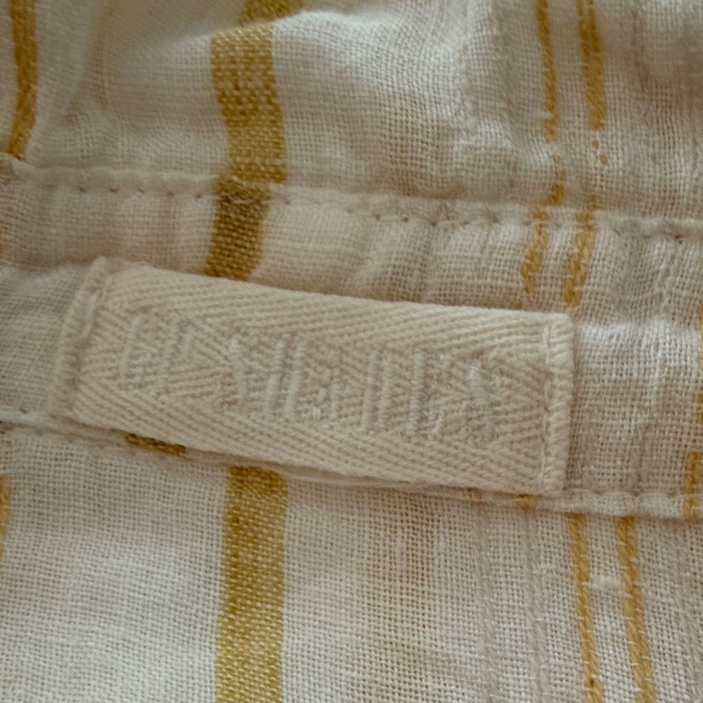 CP Shades white breezy linen Teton  Tunic Top with yellow stripe - Picture 2 of 5